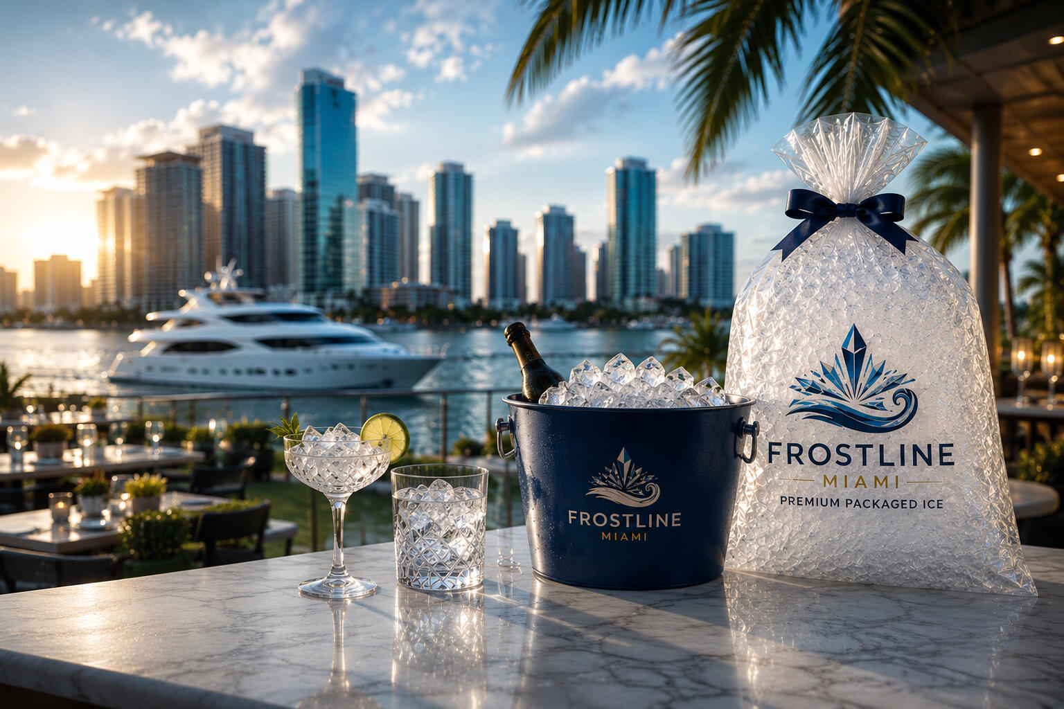 Frostline Miami premium packaged ice bag for South Florida businesses and events