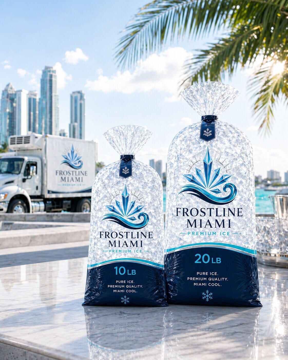 Frostline Miami premium ice delivery for hospitality and events in South Florida